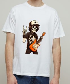 Cartoon Skeleton Rock Musician Tshirt